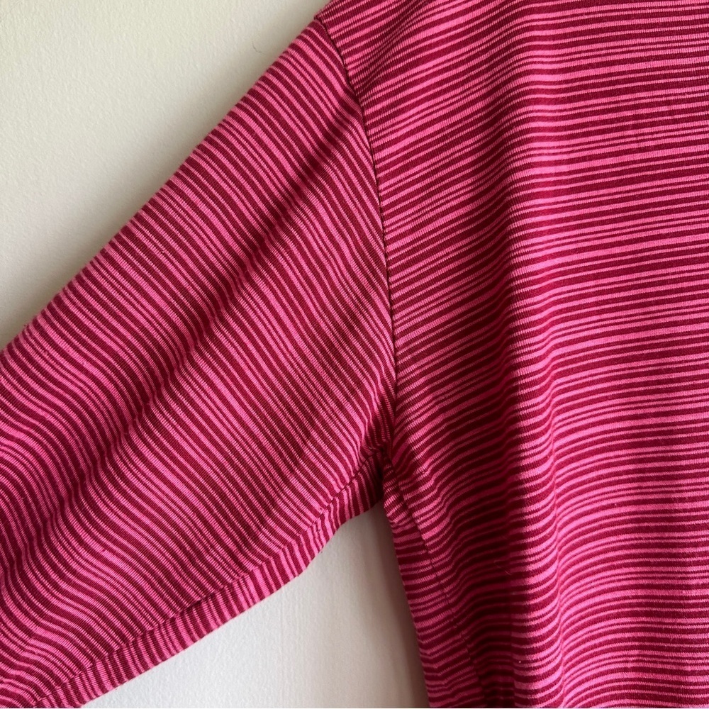 Athleta Pink Red Striped Long Sleeve Top M - Picture 4 of 10